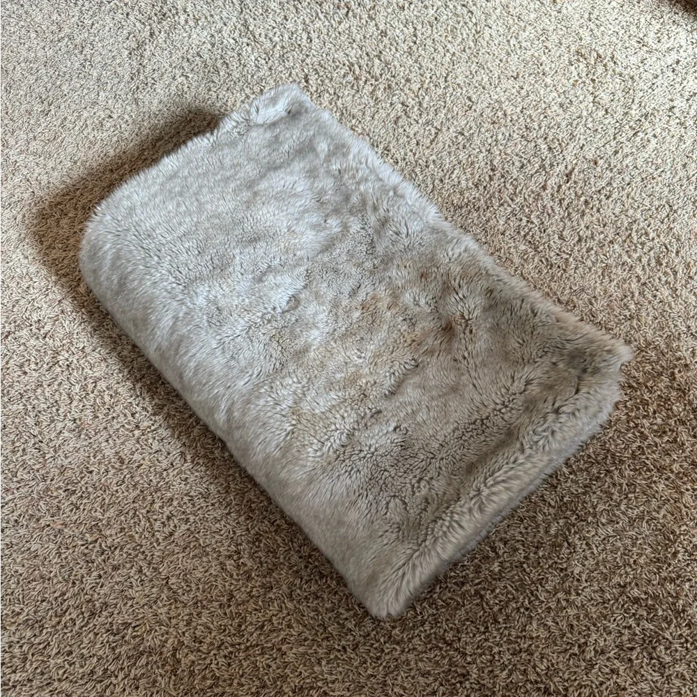 RH FUR THROW BLANKET LIGHT GREY 50x60